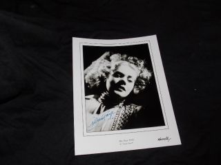 Alice Faye Signed 8x10 Glamour Portrait Photo Taken By George Hurrell