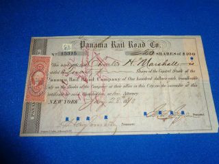 1851 Panama Railroad Stock Certificate W/revenue Stamps