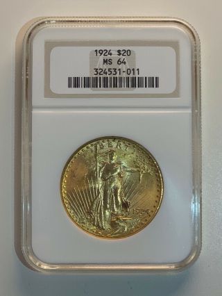 1924 $20 Gold Saint Gaudens Double Eagle (MS 64) NGC COIN 2