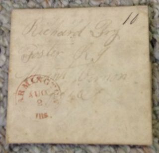 1845 Stampless Letter Farmington Illinois " Oregon Fever " Olney Fry Rhode Island