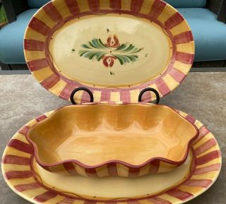 Southern Living At Home Gail Pittman Siena Oval Platters X2 And Ruffled Bowl