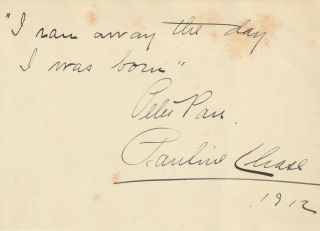 Pauline Chase Signed Album Page In 1912 W Peter Pan Prose