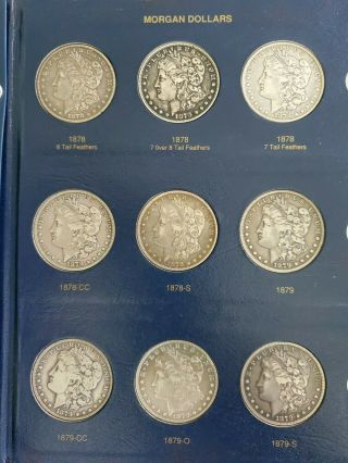 1878 - 1891 Morgan Silver Dollar Set 54 Coins Complete 1st Book Vg - Xf Dark Toned