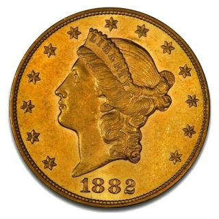1882 - U.  S.  Liberty 20 Dollar Gold Coin