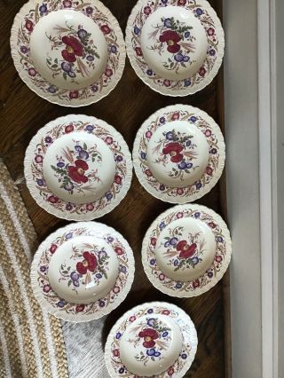 Set Of 7 Vintage Wedgwood Of Etruria Cornflower 8 - 1/4 " Rim Soup Bowls