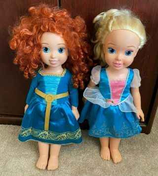 2 Xl 20 Inches Tall Disney Princess Toddler Dolls Talking Cinderella,  Merida