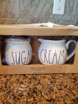 ☀️new Rae Dunn Ll Sugar And Cream Gift Set Creamer Pitcher Cellar Ceramic Htf
