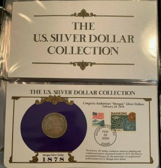 Splendid Complete 35 Morgan,  Peace Silver Dollar & Stamp Set,  U S Postal Society 2