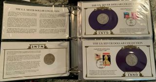 Splendid Complete 35 Morgan,  Peace Silver Dollar & Stamp Set,  U S Postal Society 3