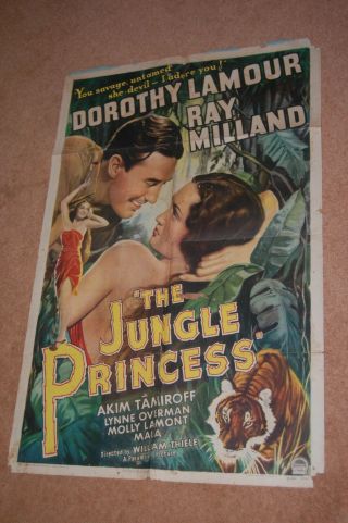 Dorothy Lamour In The Jungle Princess (1936) - Very Rare Orig.  Us 1 - Sheet Poster