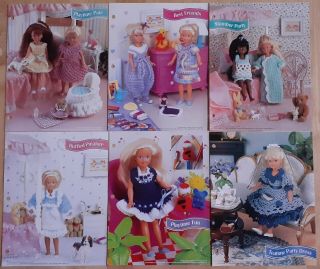 6 Crochet Patterns: Kelly & Skipper (barbie) Clothes,  Sleepover & Party Dresses
