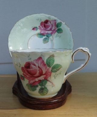 Paragon By Appointment Fine Bone China Green Tea Cup & Saucer Cabbage Pink Rose