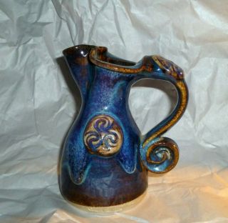 Colm De Ris Irish Pottery Blue Coffee Mug Cup/vase 5 7/8 " W Label