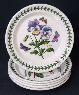 (5) Portmeirion Botanic Garden 7.  25” Bread Butter Dessert Plates Flowers England