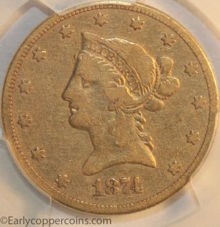 1874 - Cc $10 Liberty Gold Eagle Pcgs F15 Key Carson City Date 1c
