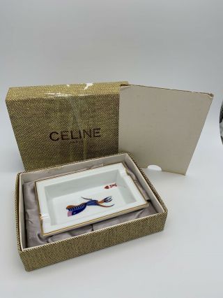 Vintage Celine Paris France Porcelain Ashtray King Of Hearts Collectible