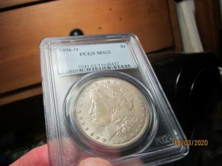 Key Dated Morgan Dollar 1896 - O Pcgs Ms - 62 White & Very Hard To Find
