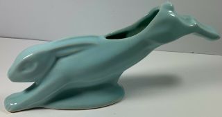 Vintage 1930’s Art Deco Hull Pottery Leaping Rabbit Planter 943 Very Rare Green