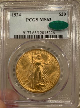 1924 $20 Saint Gaudens Pcgs Ms63 - Gold Coin