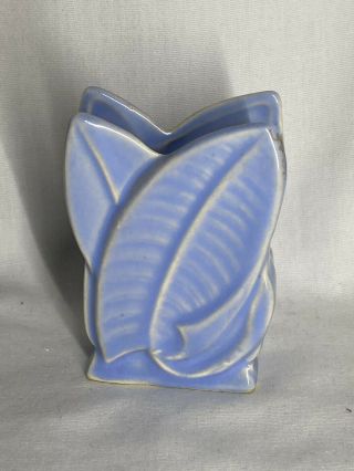 Shawnee Usa Pottery Blue Mini Miniature Leaf Vase Figurine