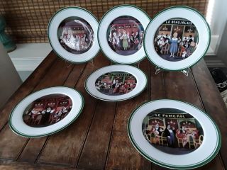 Set Of 6 Williams Sonoma Guy Buffet Les Cafes French Wine 10 - 7/8 " Plates
