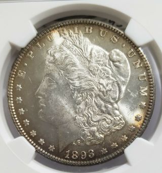 1893 Morgan Silver $1 Ngc Ms63 Some Tone -