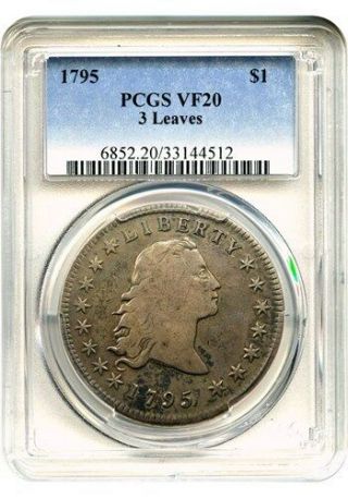 1795 $1 Early Dollar Flowing Hair 3 Leaves - Vf20 Pcgs
