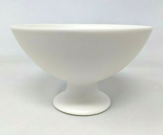 MCM Sascha Brastoff Footed Pedestal White Bowl Dish Gold Design Signed 085 TT20 3