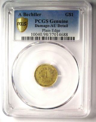 1842 - 50 A.  Bechtler Carolina Gold Dollar G$1 27 gr - PCGS AU Detail - Rare Coin 2