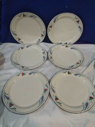 Lenox Poppies On Blue Chinastone Dinner Plates Set Of 6 Made In Usa