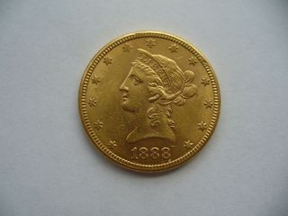 1888 S - $10 GOLD EAGLE LIBERTY HEAD 1/2 OZ USA COIN 2