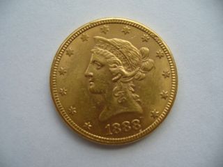 1888 S - $10 GOLD EAGLE LIBERTY HEAD 1/2 OZ USA COIN 3