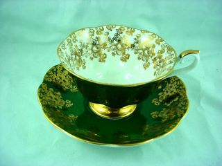 Royal Albert Empress Series Tea Cup Saucer Dark Green Gold Cs Teacup Bone China