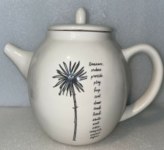 Rae Dunn Stem Line Teapot Flowers Floral Spring Vhtf Rare