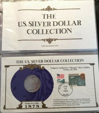 Wonderful Complete 35 Morgan,  Peace Silver Dollar & Stamp Set US Postal Society 2
