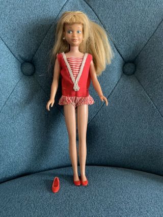 Vintage 1963 Mattel Barbie Blonde Skipper Doll With Outfit