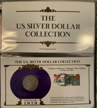 Quality Complete 35 Morgan,  Peace Silver Dollar & Stamp Set,  U.  S.  Postal Society 2
