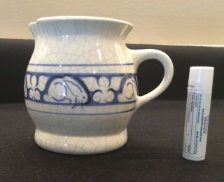 Dedham Pottery 12 Oz Creamer 4 Inch Tall Rabbit Blue And White Crackle 1991