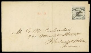 American Letter Mail Co 5l1 On 1844 Letter York To Philadelphia,  Cat $450