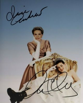 Julie Andrews & Anne Hathaway 2x Hand Signed 8x10 Photo W/ Holo