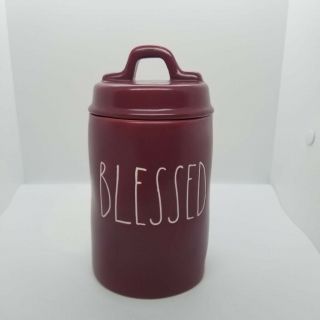 Rae Dunn Fall 2020 " Blessed " Plum Canister Candle - Cinnamon Apples Htf Ll.