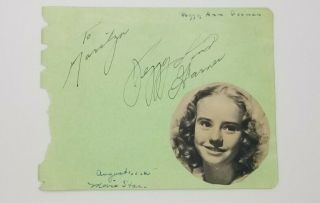 Rare 1945 Peggy Ann Garner Signed Album Page Autograph A Tree Grows In Brooklyn