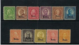 Us 658 - 668 1929 Kansas Overprints - Never Hinged