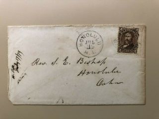 1879 Kingdom Of Hawaii Honolulu Local Cover With Scott 35 Two Cent Brown