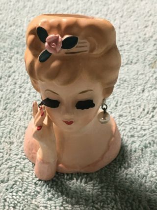 Vintage 1961 Inarco E - 480 Miniature Lady Head Vase Japan