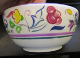Luscious Satiny Poole Pottery Bowl,  Bird & Flower Hand Painted Signed
