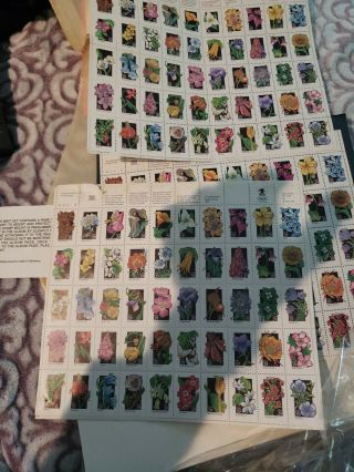 Lot US Postage Stamps 1991 Wildflowers 6 sheets 300 stamps 29cent MNH OG Scott 2