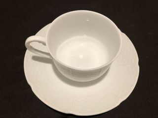 Ceralene A Raynaud Limoges Osier Cup and Saucer White Basketweave Many 2