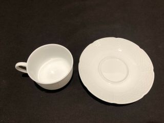 Ceralene A Raynaud Limoges Osier Cup and Saucer White Basketweave Many 3