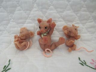 Ooak Polymer Clay Mice And Kitty